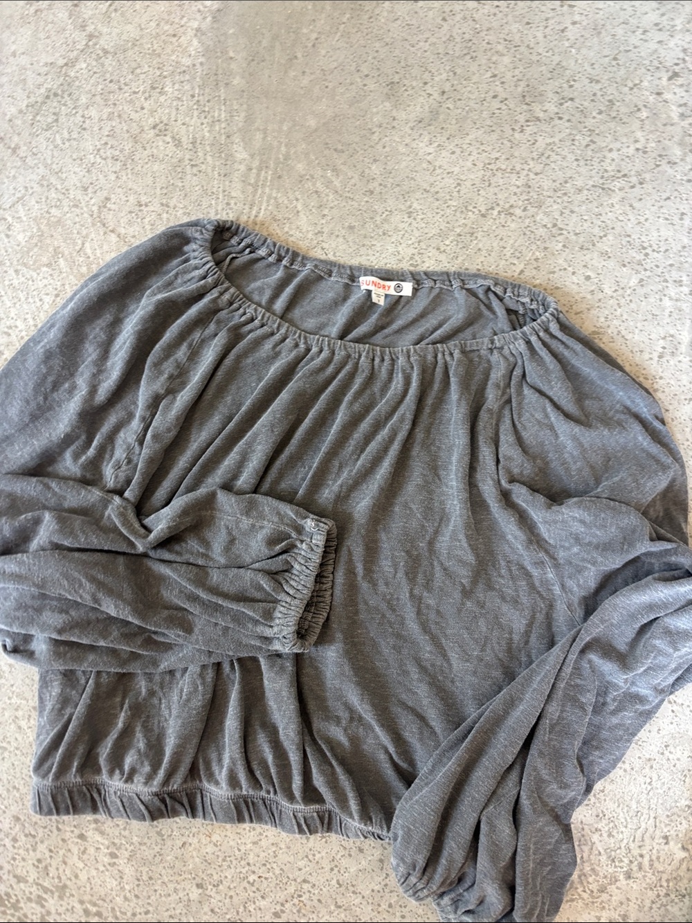 Sundry Charcoal Raglan Balloon Sleeve Top